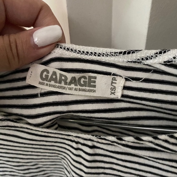 GARAGE Black White Striped Fitted Longsleeve Crop - Picture 4 of 6